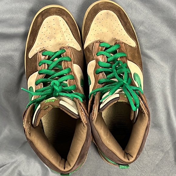2007 Nike SB Dunk High Wood Deck Brown Tweed Green | Size 15 - Picture 4 of 6